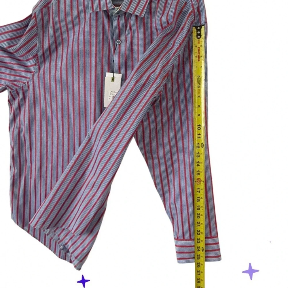Robert Graham Mens XXL‎ X Collection Red Blue Gingham Striped Button Down Shirt